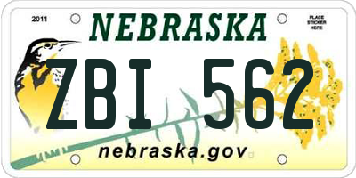 NE license plate ZBI562