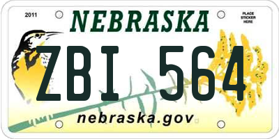 NE license plate ZBI564