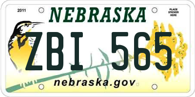 NE license plate ZBI565