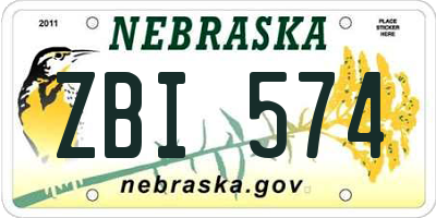 NE license plate ZBI574