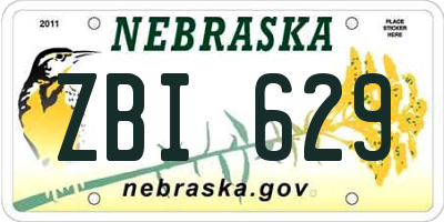 NE license plate ZBI629