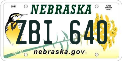 NE license plate ZBI640