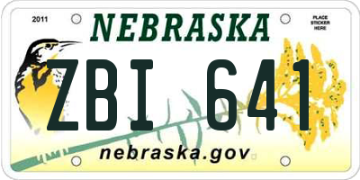 NE license plate ZBI641