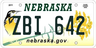 NE license plate ZBI642