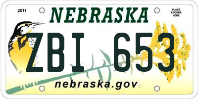NE license plate ZBI653