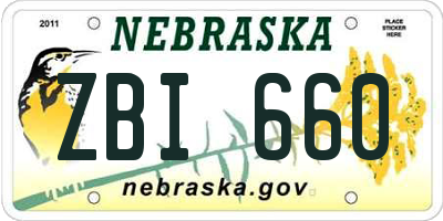 NE license plate ZBI660