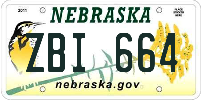 NE license plate ZBI664