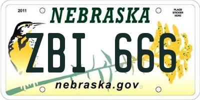 NE license plate ZBI666