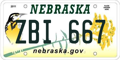 NE license plate ZBI667