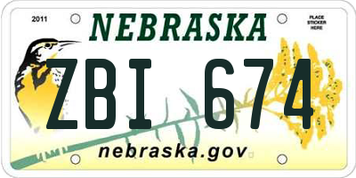 NE license plate ZBI674