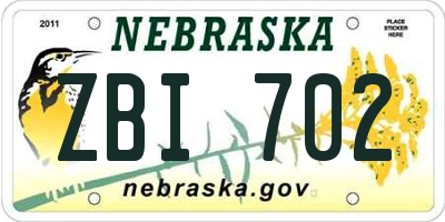 NE license plate ZBI702