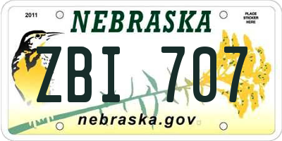 NE license plate ZBI707