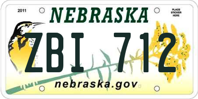 NE license plate ZBI712