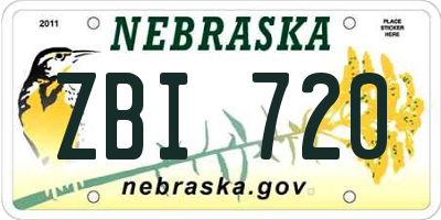 NE license plate ZBI720