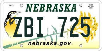 NE license plate ZBI725