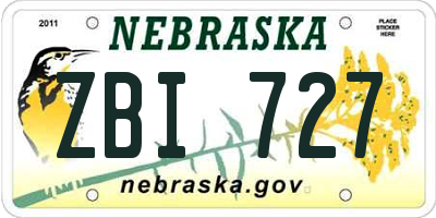 NE license plate ZBI727