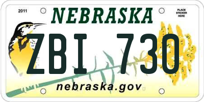 NE license plate ZBI730