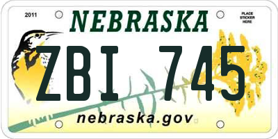 NE license plate ZBI745