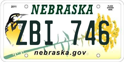 NE license plate ZBI746