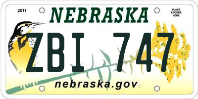 NE license plate ZBI747