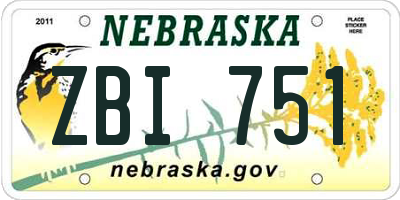 NE license plate ZBI751