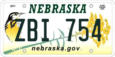 NE license plate ZBI754