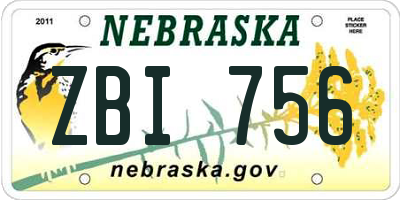 NE license plate ZBI756