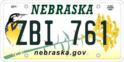 NE license plate ZBI761