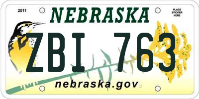 NE license plate ZBI763