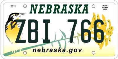 NE license plate ZBI766