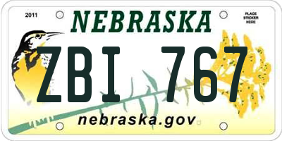 NE license plate ZBI767