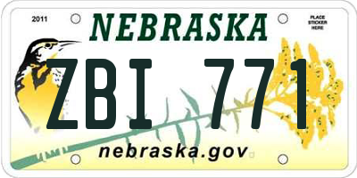 NE license plate ZBI771