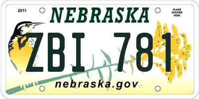 NE license plate ZBI781