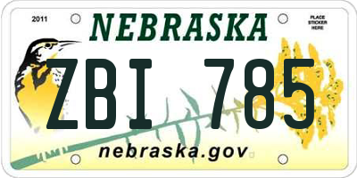 NE license plate ZBI785