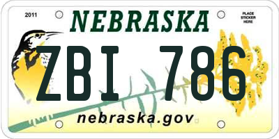 NE license plate ZBI786