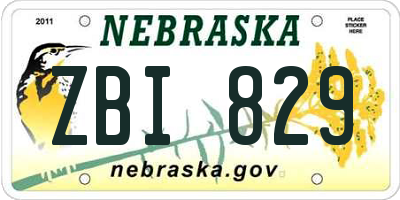 NE license plate ZBI829