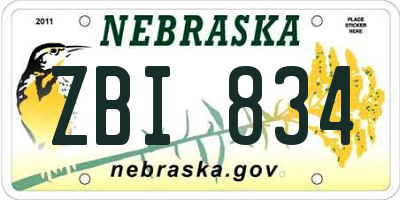 NE license plate ZBI834