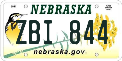 NE license plate ZBI844