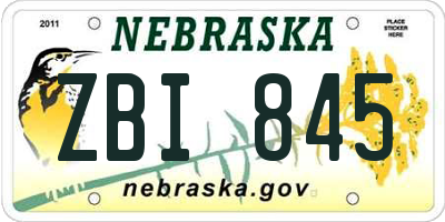 NE license plate ZBI845