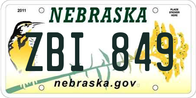 NE license plate ZBI849