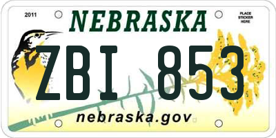 NE license plate ZBI853