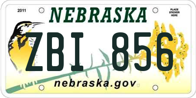 NE license plate ZBI856
