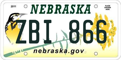 NE license plate ZBI866