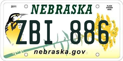 NE license plate ZBI886