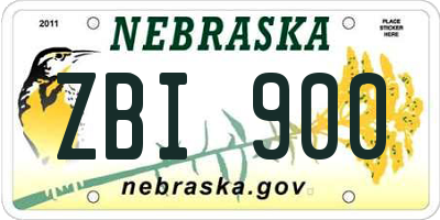 NE license plate ZBI900
