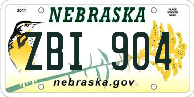 NE license plate ZBI904