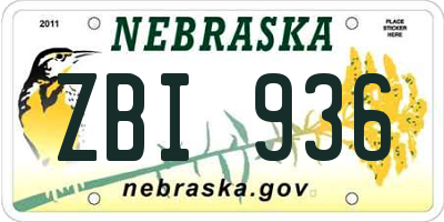 NE license plate ZBI936