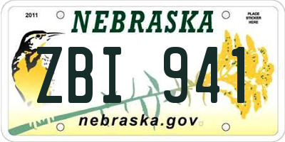 NE license plate ZBI941