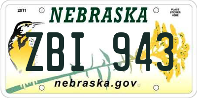 NE license plate ZBI943