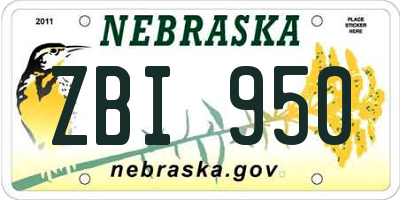 NE license plate ZBI950